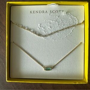 Kendra Scott Gold and Green Necklace Set